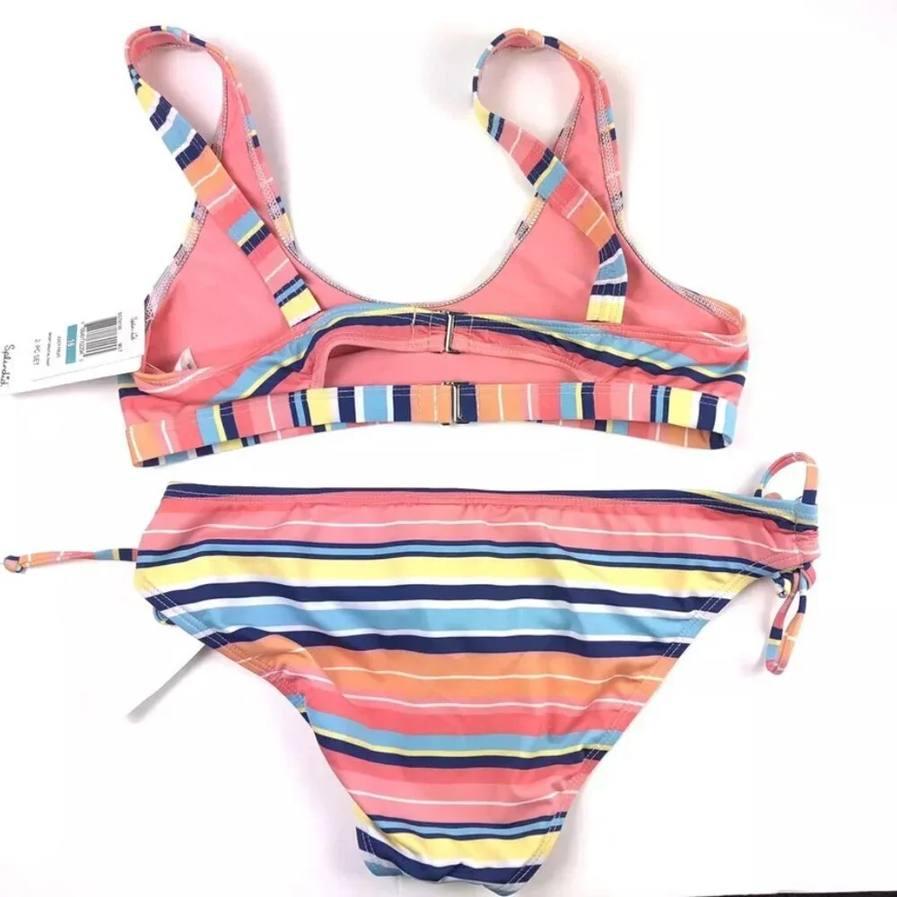 Splendid Girl’s Size 16 Pink Striped Bikini Set
